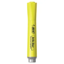 BIC Brite Liner Stick Highlighters with Grip, Chisel Tip, Yellow, Dozen (BLMG11-YEL) Sale