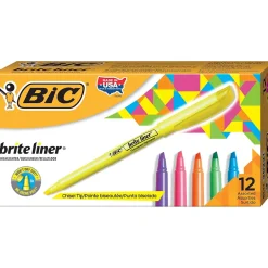 BIC Brite Liner Stick Highlighters, Chisel Tip, Assorted Colors, Dozen (BL11-AST) Discount