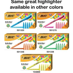BIC Brite Liner Stick Highlighters, Chisel Tip, Assorted Colors, Dozen (BL11-AST) Discount