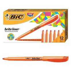 BIC Brite Liner Stick Highlighter, Chisel Tip, Orange, Dozen (90338/BL11OR) Hot