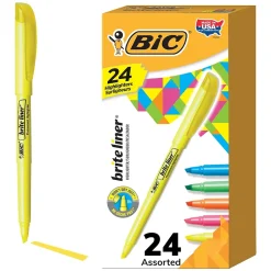 BIC Brite Liner Stick Highlighter, Chisel Tip, Assorted, 24/Pack (BL241AST) Outlet