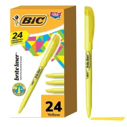 BIC Brite Liner Stick Highlighter, Chisel Tip, Yellow, 24/Pack (BL241YEL) Best