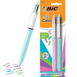 BIC 4-Color Ballpoint Retractable Pen, Medium Point, Assorted Ink, 2/Pk (AMP21AST) Best