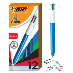 BIC 4-Color Retractable Ballpoint Pen, Medium Point, 1.0mm, Multicolor, Dozen (MM11-AST) Clearance