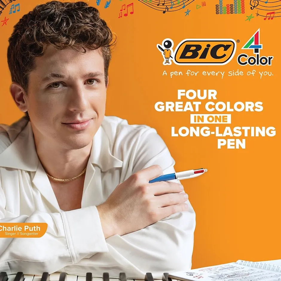 BIC 4-Color Retractable Ballpoint Pen, Medium Point, 1.0mm, Multicolor, Dozen (MM11-AST) Clearance