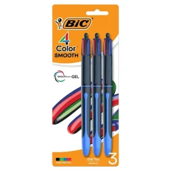 BIC 4-Color Smooth Retractable Ballpoint Pen, Medium Point, Assorted Ink, 3/Pack (MMSP3-AST) Outlet