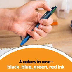 BIC 4-Color Smooth Retractable Ballpoint Pen, Medium Point, Assorted Ink, 12/Pack (MMS11-AST)