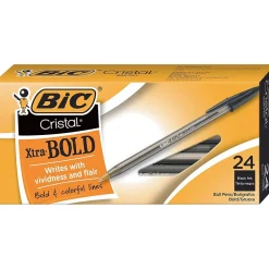 BIC Cristal Ballpoint Stick Pens, Bold Point, Black Ink, 24/Box (MSBP241-BLK) Discount