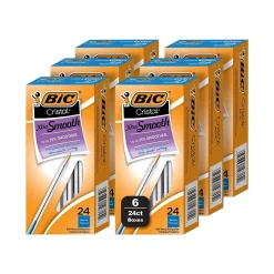 BIC Cristal Xtra Smooth Ballpoint Pen, Medium Point, Blue Ink, 24/Box, 6 Boxes/Pack (MS144E-BLU) Clearance