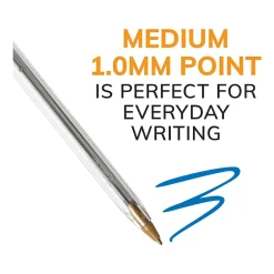 BIC Cristal Xtra Smooth Ballpoint Pen, Medium Point, Blue Ink, 24/Box, 6 Boxes/Pack (MS144E-BLU) Clearance