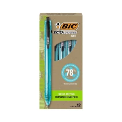 BIC ECOlutions Retractable Gel Pen, Medium Point, 1.0 mm, Black Ink, 12/Pack (RGLE11-BLK) Best