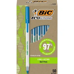 BIC Ecolutions Round Stic Ballpoint Pens, Medium Point, Blue Ink, 50/Pack (GSME509-BLU) Outlet