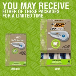 BIC Ecolutions Wite-Out Brand Correction Tape, White, 10/Pack (WOET10-WHI)