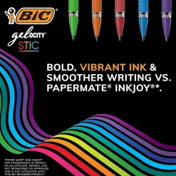 BIC Gel-ocity Stic Gel Pens, Medium Point, 0.7 mm, Assorted Colors, 14/Pack (RGSMP14-AST) New