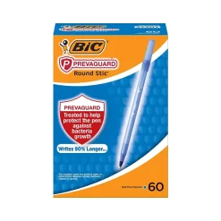 BIC PrevaGuard Round Stic Ballpoint Pen, Medium Point, Blue Ink, 60/Pack (GSAM60-BLU) Clearance