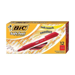 BIC Soft Feel Retractable Ballpoint Pens, Medium Point, Red Ink, 12/Pack (837399) Hot