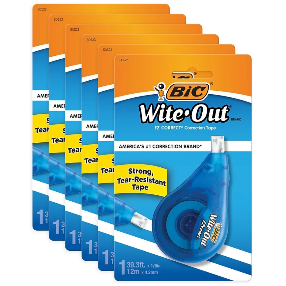 BIC Wite-Out EZ Correct Correction Tape, White, Pack of 6 (WOTAPP11-6) Online