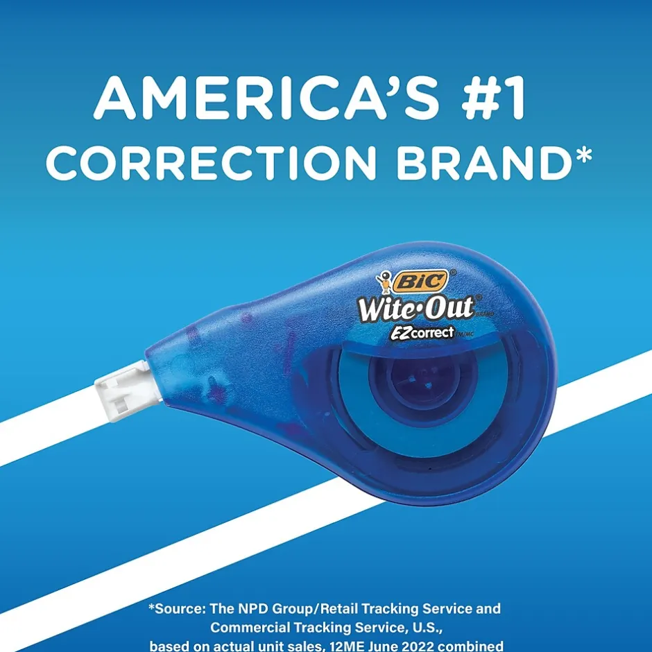 BIC Wite-Out EZ Correct Correction Tape, White, Pack of 6 (WOTAPP11-6) Online