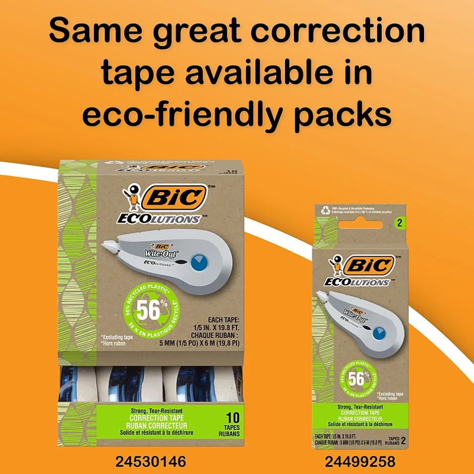 BIC Wite-Out EZ Correct Correction Tape, White, 2/Pack (50592) Online
