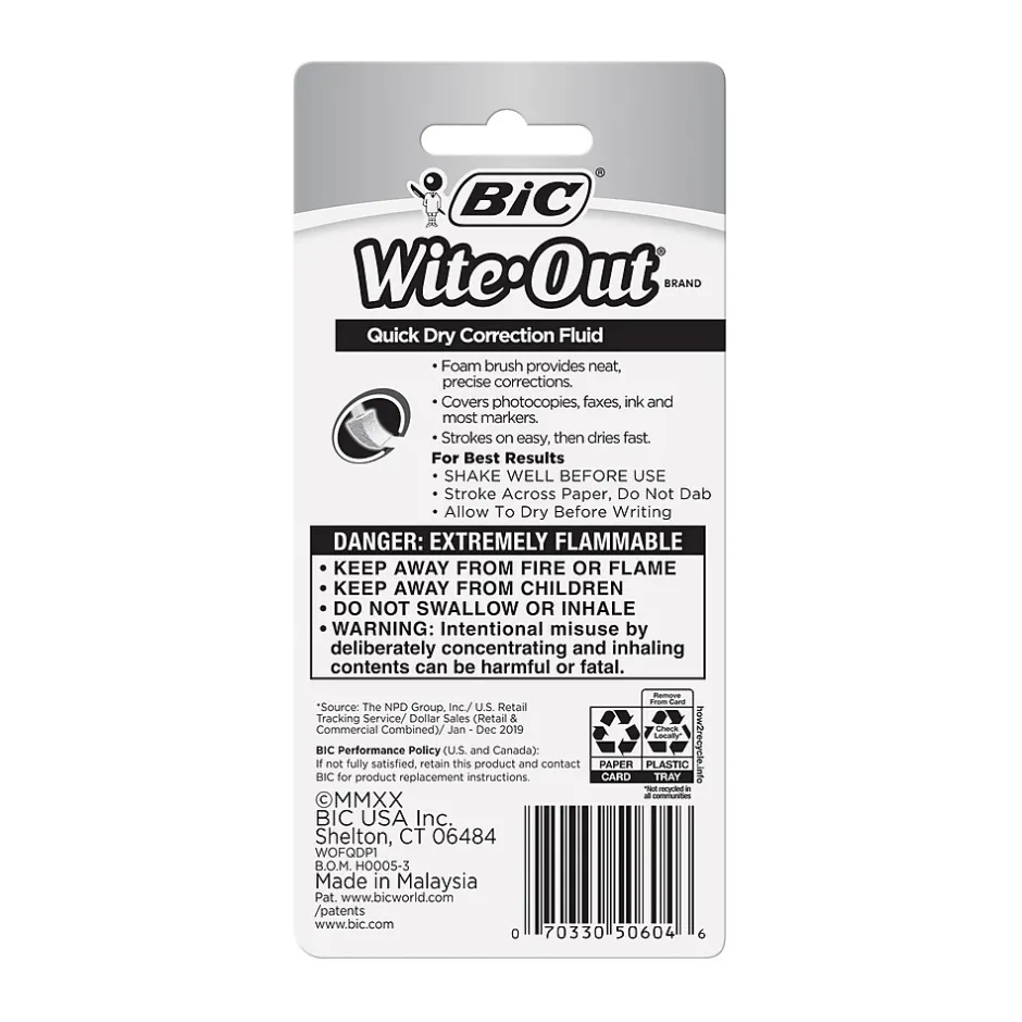 BIC Wite-Out Quick Dry Correction Fluid, 20 ml., White (50605/WOFQD12) Outlet