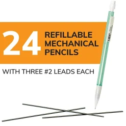 BIC Xtra Sparkle Mechanical Pencils, 0.7mm, #2 Hard Lead, 24/Pack (MPLP241-BLK) Outlet