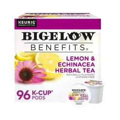 Keurig K-Cups<Bigelow Benefits Lemon & Echinacea Herbal Tea, Keurig® K-Cup® Pods, 96/Carton (420250CT)