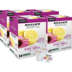Keurig K-Cups<Bigelow Benefits Lemon & Echinacea Herbal Tea, Keurig® K-Cup® Pods, 96/Carton (420250CT)