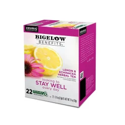 Tea<Bigelow Benefits Stay Well Lemon and Echinacea Herbal Tea Pods, 22/Pack (5000359645)