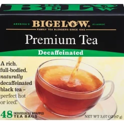 Tea<Bigelow Premium Decaf Black Tea, Decaffeinated Black Tea, 48 Tea Bags/Box (RCB00356)