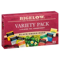 Tea<Bigelow Variety Pack Assorted Tea Bags, 64/Box (10568)