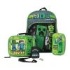 Backpacks<Bioworld Kids' 6-Piece Minecraft Backpack Set, Medium, Green/Black (B1Y68B6MNCSB00)