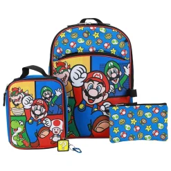 Backpacks<Bioworld Kids' 5-Piece Super Mario Backpack Set, Medium, Multicolor (B1B1MKLSMBSB00)