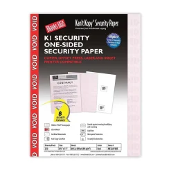 New Kan't Kopy 8.5" x 11" Security Paper, 60 lbs., Red, 250 Sheets/Pack (KK12A1VRE) Security & Carbon