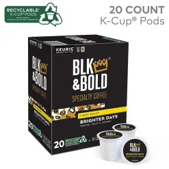 Keurig K-Cups<BLK & Bold Brighter Days Coffee Keurig K-Cup Pod, Light Roast, 20/Box (5000372406)