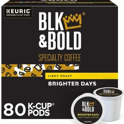 Keurig K-Cups<BLK & Bold Brighter Days Coffee Keurig K-Cup Pod, Light Roast, 80/Carton (5000372406CT)