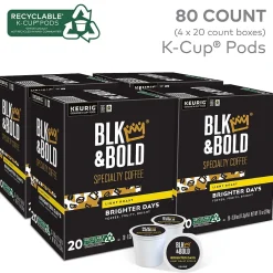 Keurig K-Cups<BLK & Bold Brighter Days Coffee Keurig K-Cup Pod, Light Roast, 80/Carton (5000372406CT)