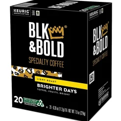 Keurig K-Cups<BLK & Bold Brighter Days Coffee Keurig K-Cup Pod, Light Roast, 80/Carton (5000372406CT)