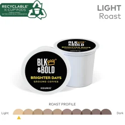 Keurig K-Cups<BLK & Bold Brighter Days Coffee Keurig K-Cup Pod, Light Roast, 80/Carton (5000372406CT)