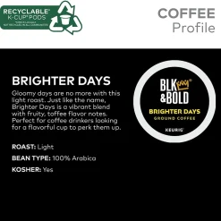 Keurig K-Cups<BLK & Bold Brighter Days Coffee Keurig K-Cup Pod, Light Roast, 80/Carton (5000372406CT)