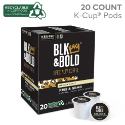 Keurig K-Cups<BLK & Bold Rise & GRND Coffee Keurig® K-Cup® Pods, Medium Roast, 20/Box (OKB90055)