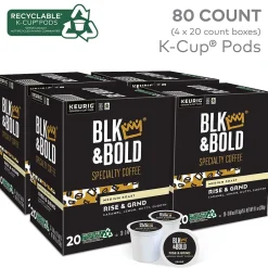 Keurig K-Cups<BLK & Bold Rise & GRND Coffee Keurig® K-Cup® Pods, Medium Roast, 80/Carton (OKB90055CT)