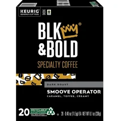 Keurig K-Cups<BLK & Bold Smoove Operator Coffee Keurig® K-Cup® Pods, Dark Roast, 80/Carton (OKB90056CT)