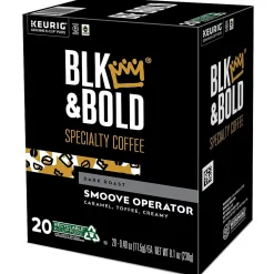 Keurig K-Cups<BLK & Bold Smoove Operator Coffee Keurig® K-Cup® Pods, Dark Roast, 80/Carton (OKB90056CT)