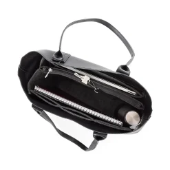 Bond Street Black Vegan Leather Tote Bag, Medium (LBG5054BS-BLACK)