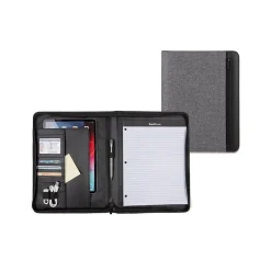 Bond Street Faux Leather Padfolio with Zipper Closure, Gray (WRC1503BS-GREY)