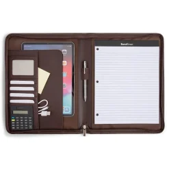 Bond Street Faux Leather Padfolio with Zipper Closure, Brown (WRC5043BS-BROWN)