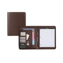 Bond Street Faux Leather Padfolio with Zipper Closure, Brown (WRC5043BS-BROWN)