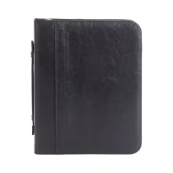 Bond Street Faux Leather Padfolio with Zipper Closure, Black (RGB1102BS-BLACK)