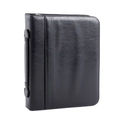 Bond Street Faux Leather Padfolio with Zipper Closure, Black (RGB1102BS-BLACK)
