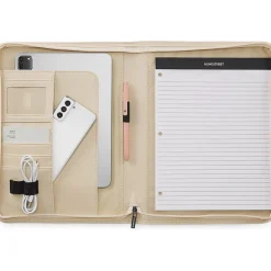 Bond Street Polyester/Vegan Leather Writing Case with Zipper Closure, Taupe (WRC1503BS-TAUPE)